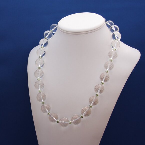 Vintage Quartz Crystal and Peridot CZ Necklace - Picture 4 of 5